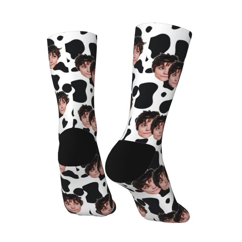 Custom Socks Cow Pattern Print Funny Three Face Photos