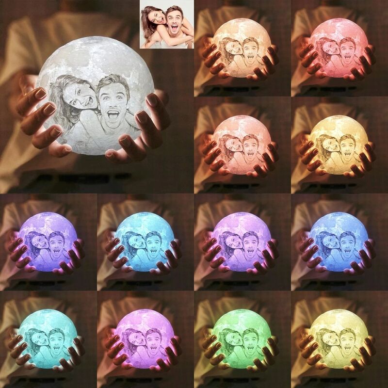 Personalisierte 3D Foto Mond Lampe 16 Farben