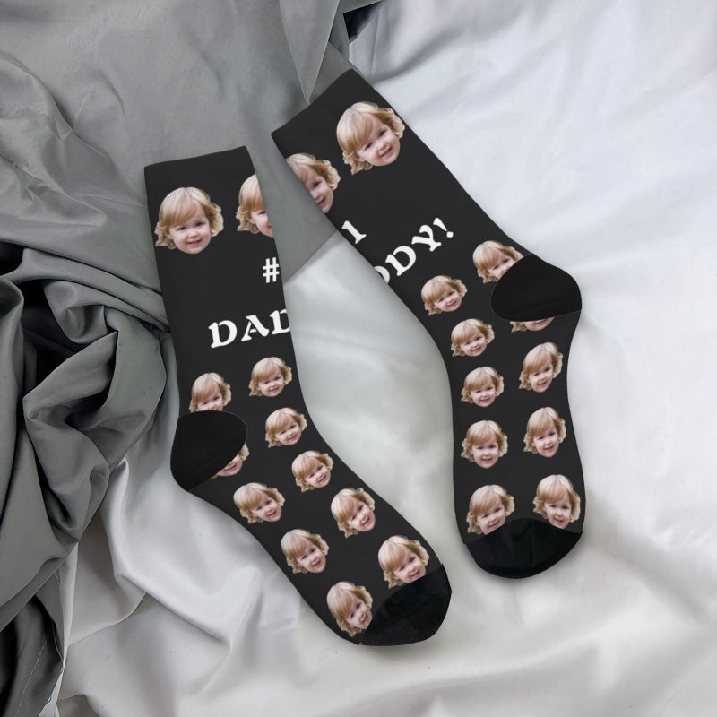 Personalized Face Socks with Child Photos Added as a Father's Day Gift