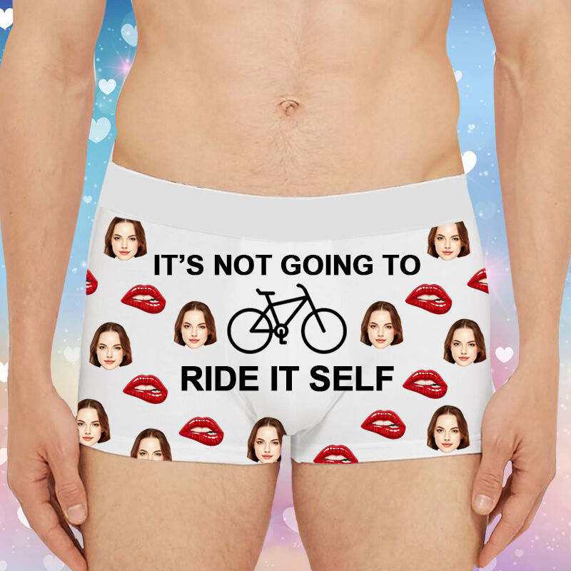 Personalized Photo Men's Underwear Boxer Briefs Funny Gift for Husband "It's Not Going to Ride It Self"