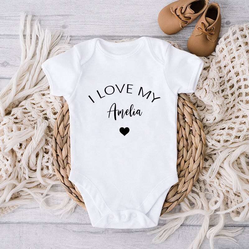 Personalized Baby Onesie I Love My Baby Custom Name Simple Warm Design Perfect Baby Shower New Mom Gift