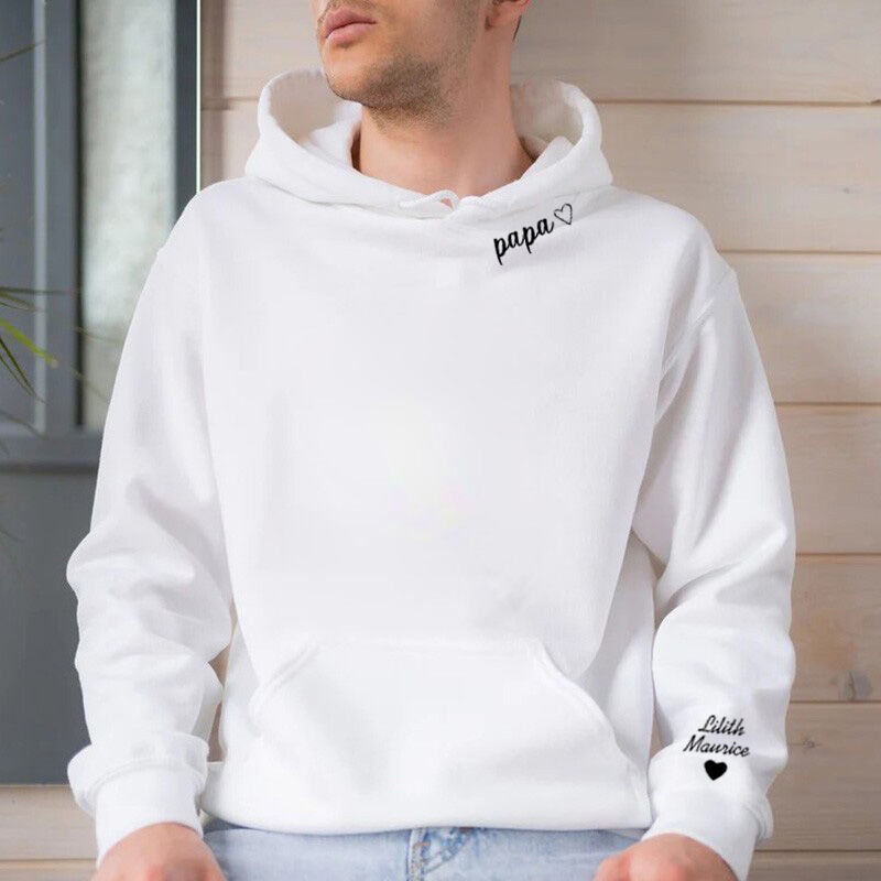 Personalized Hoodie Papa Inscription with Custom Name and Date for Father's Day