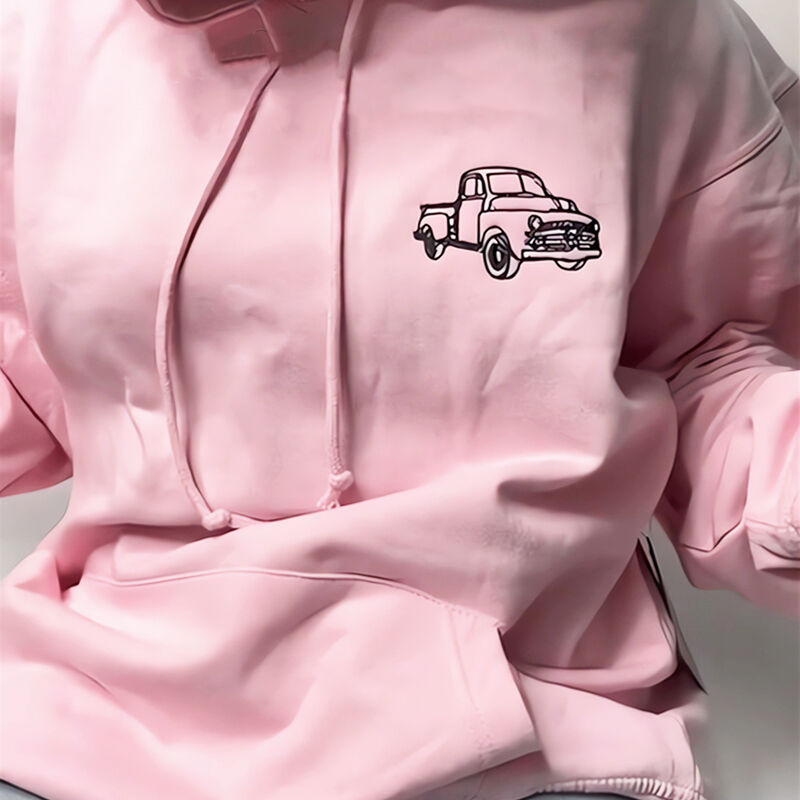 Personalized Hoodie Custom Embroidered Car Photo Line Drawing Design Cool Gift for Car Loving Friend
