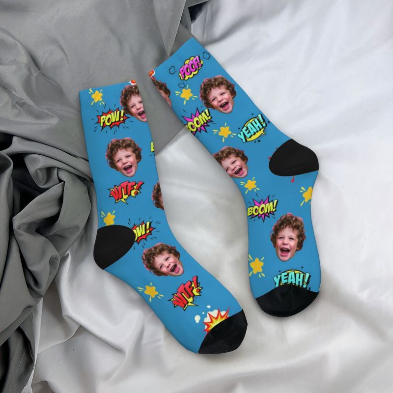 Custom Photo Socks Add Comic Text Comfort Socks