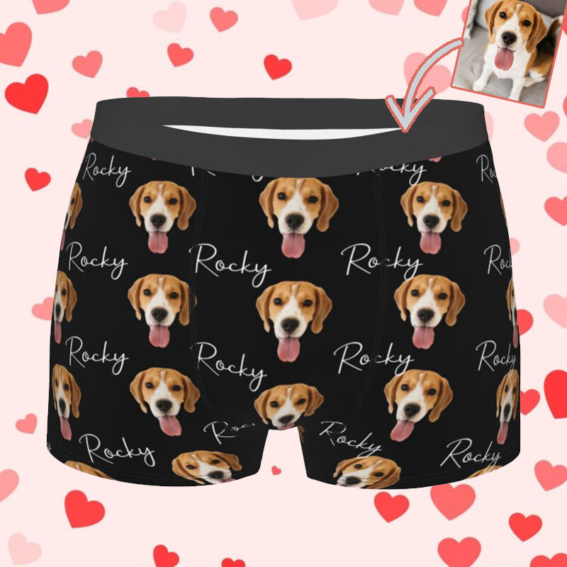 Personalized Picture Men's Underwear Boxer Briefs with Custom Name Simple Present for Pet Lover