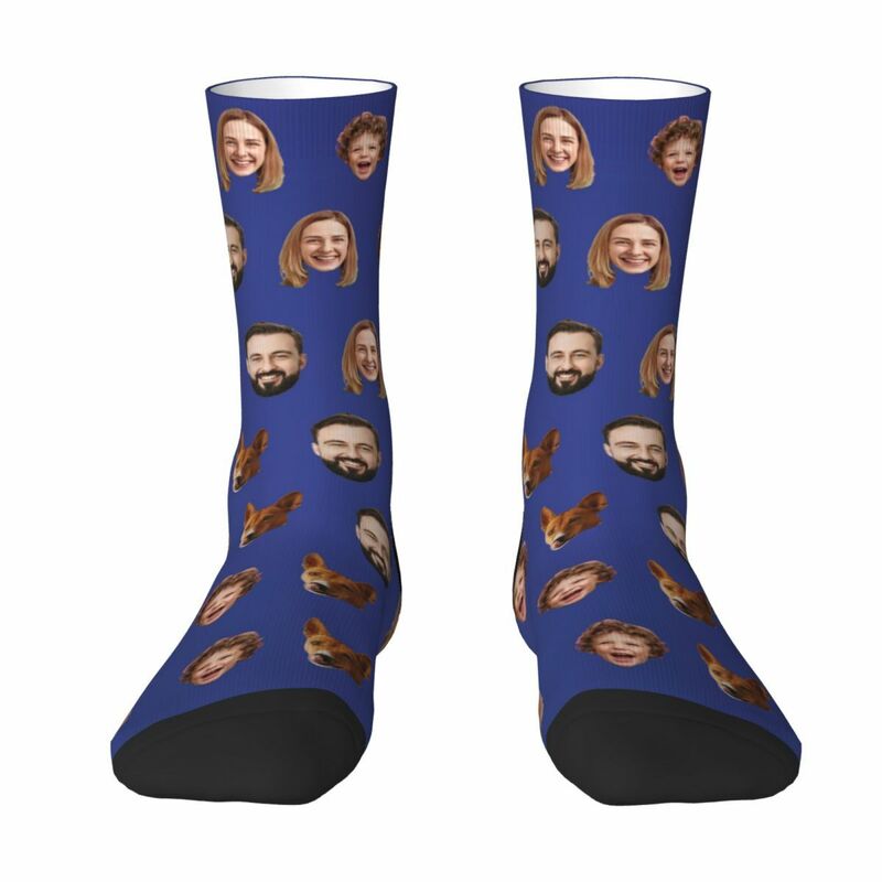 Personalized Face Socks Multiple Photos Funny Mid-calf Socks Family Gift