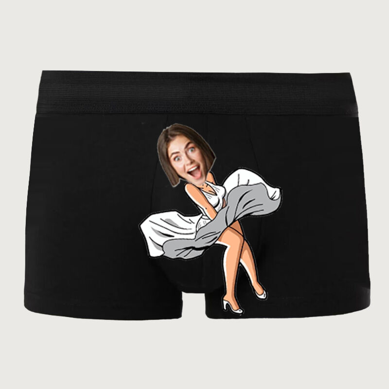 Personalized Photo Men's Underwear Boxer Briefs with Beautiful Girl Pattern Perfect Valentine's Day Gift