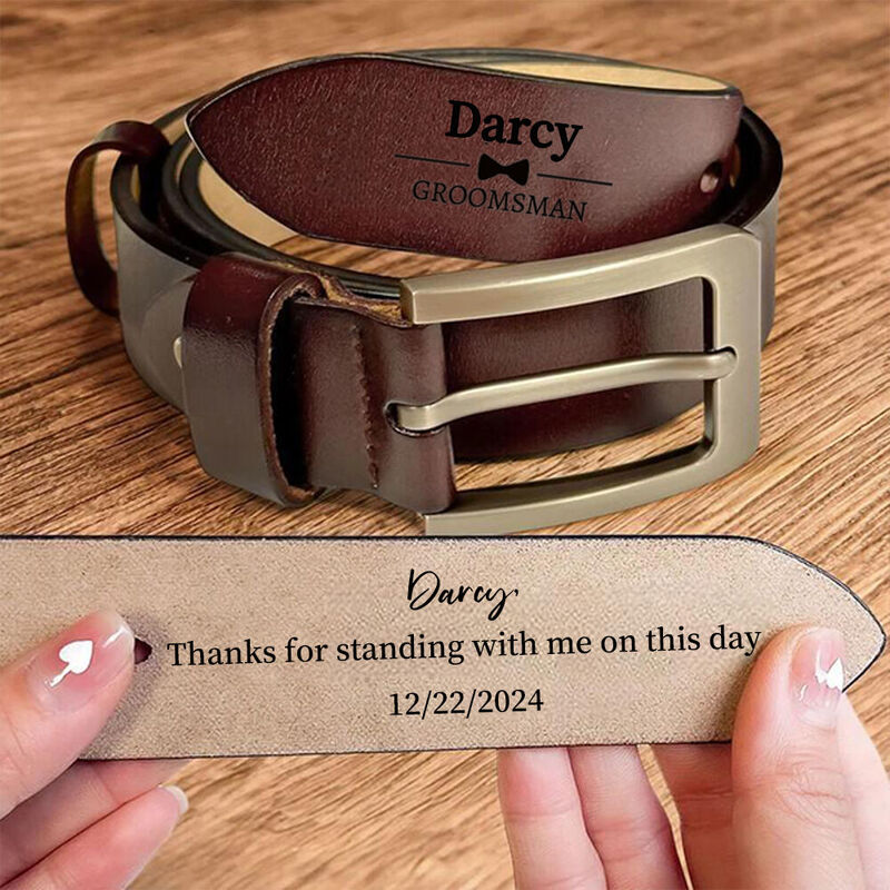 Customized Leather Belt Engraved Men's Leather Belt Wedding Thank You Gift for Groomsmen