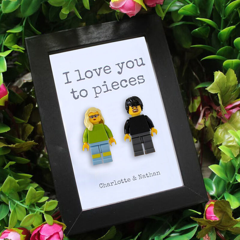 "I Love You To Pieces"Personalized Building Block Minifigure Frame Valentine's Day Gift