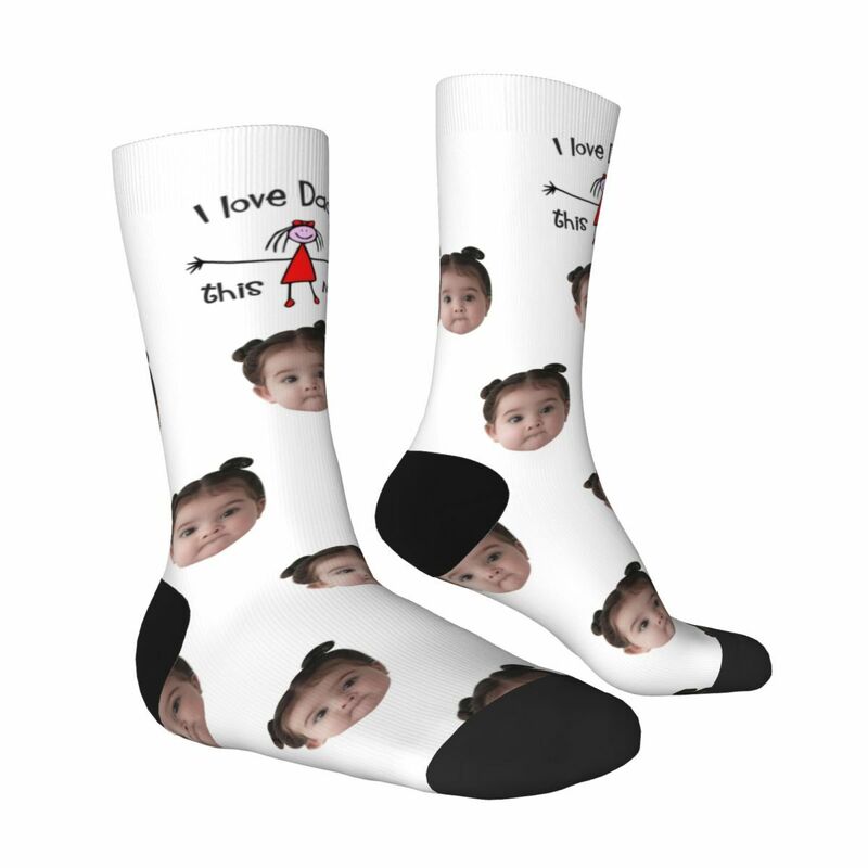 "I LOVE DADDY THIS MUCH" Customized Face Socks Gift from Daughter to Dad