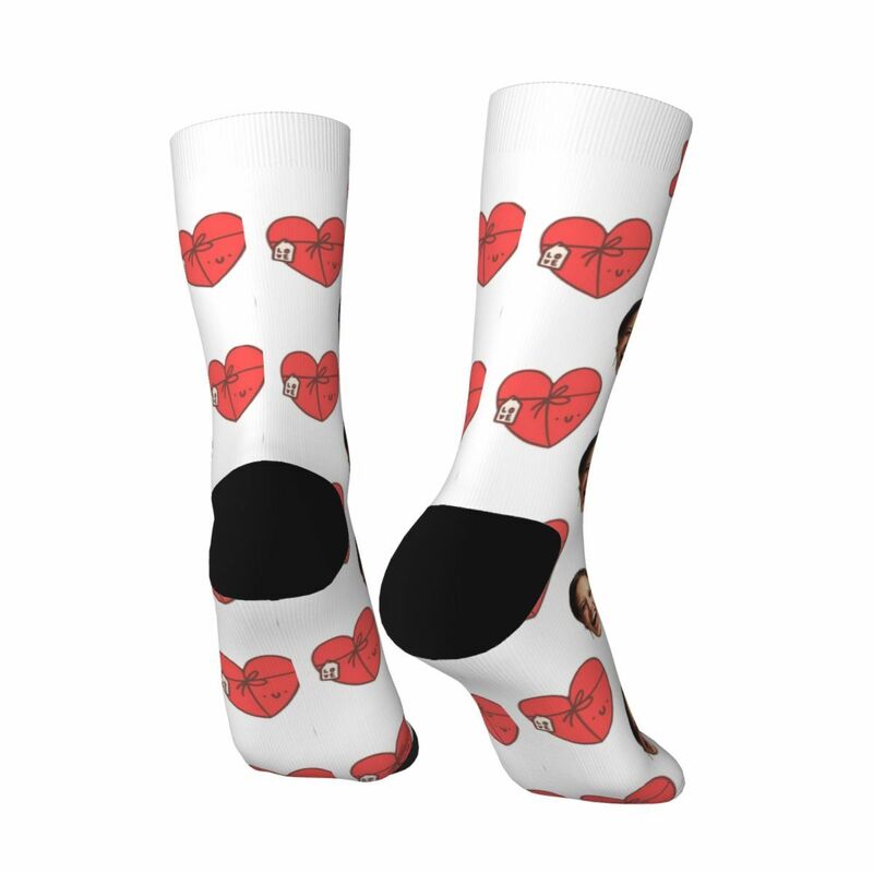 Personalized Face Socks with Heart Gift Box Pattern as a Gift for Wife