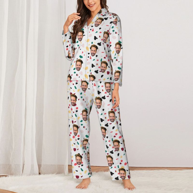 Personalized Pajamas Custom Photo Colorful Fragments Artistic Pattern Design Gift for Family