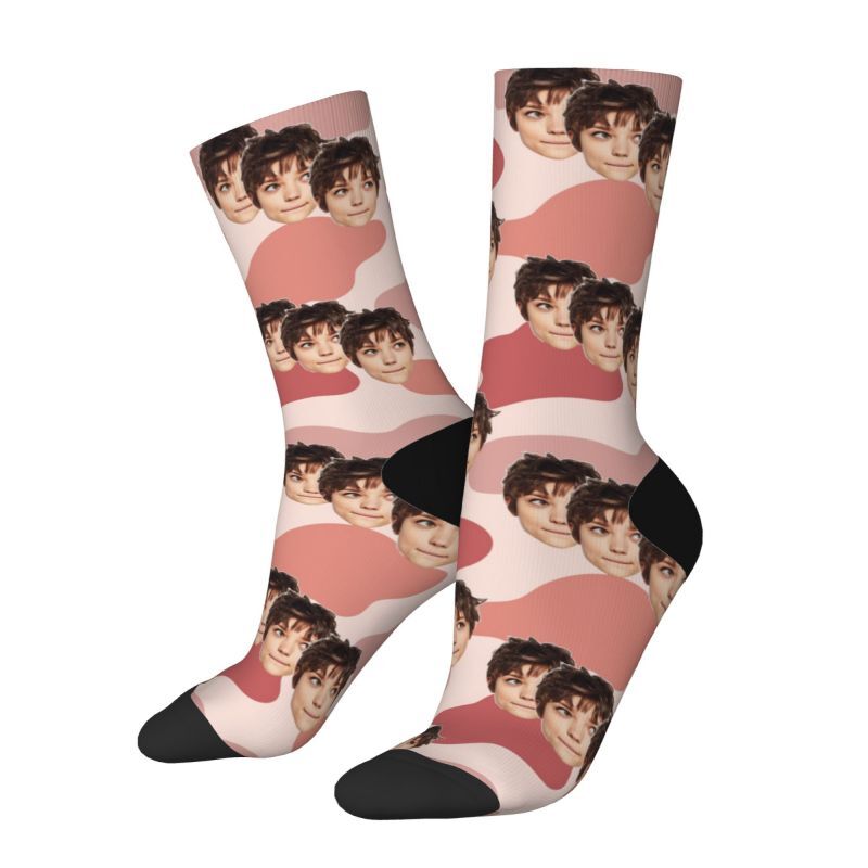 Custom Socks Colorful Cow Pattern Print Funny Three Face Photos