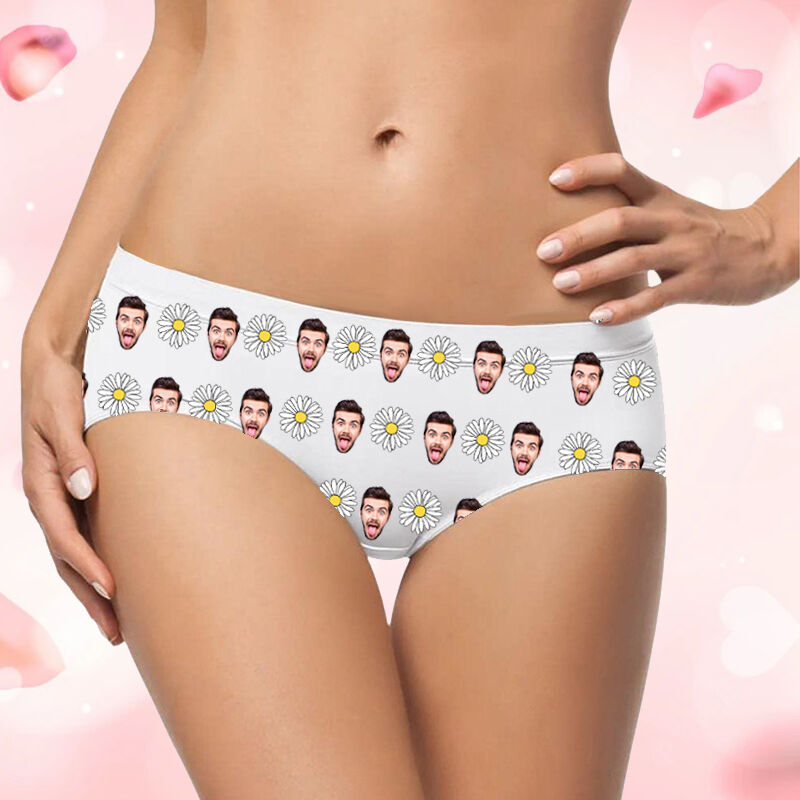 Personalized Photo Women's Underwear with Daisy Pattern Exquisite Gift for Girlfriend