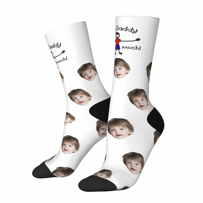 "I LOVE DADDY THIS MUCH" Customized Face Socks Gift from Son to Dad