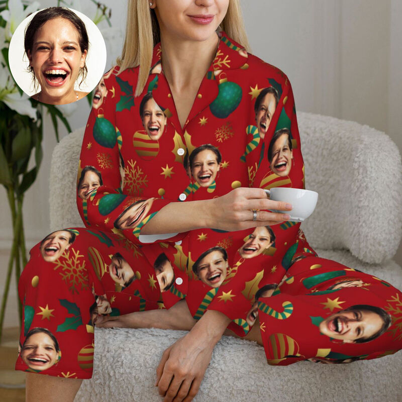 Personalized Pajamas Custom Photo Christmas Decoration Classic Match Color Perfect Gift for Family