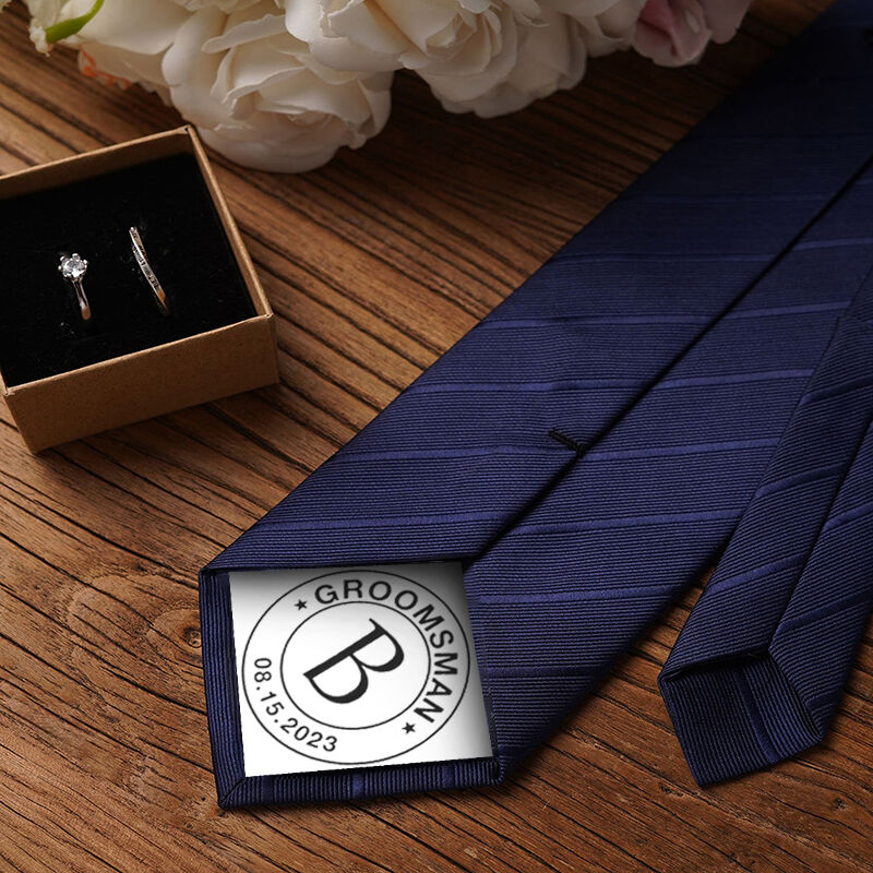Custom Date Tie with Custom Letter Creative Gift for Groomsman