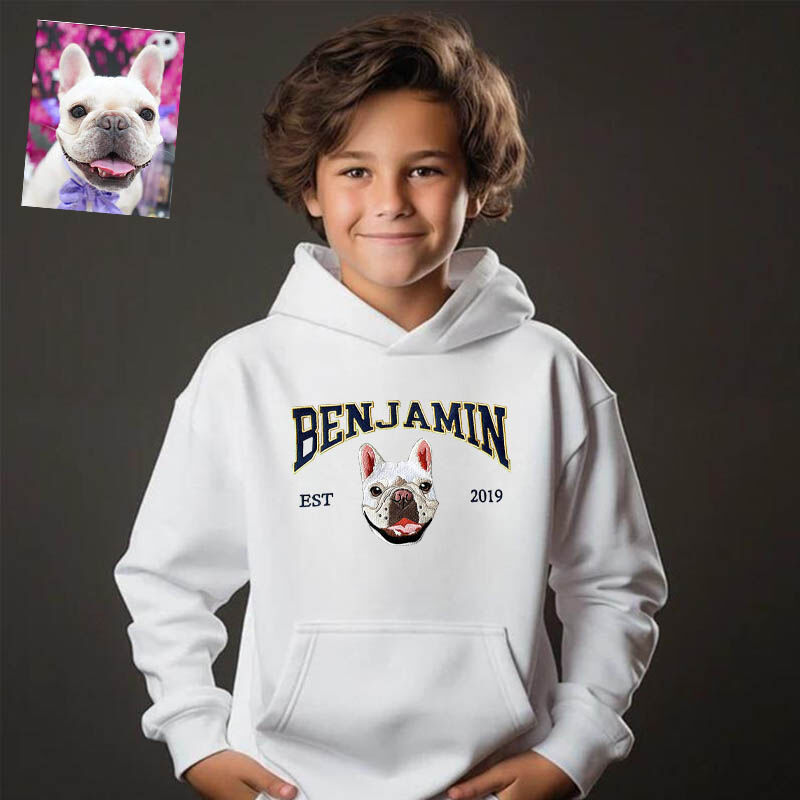 Personalized Kids Embroidered Hoodie Pet Head Custom Photo Name Design Attractive Gift for Children