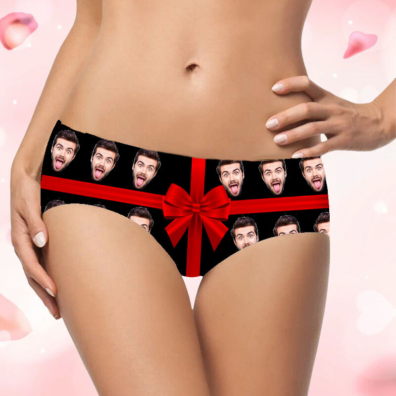 Personalized Picture Women's Underwear with Bow Pattern Surprising Gift for Her