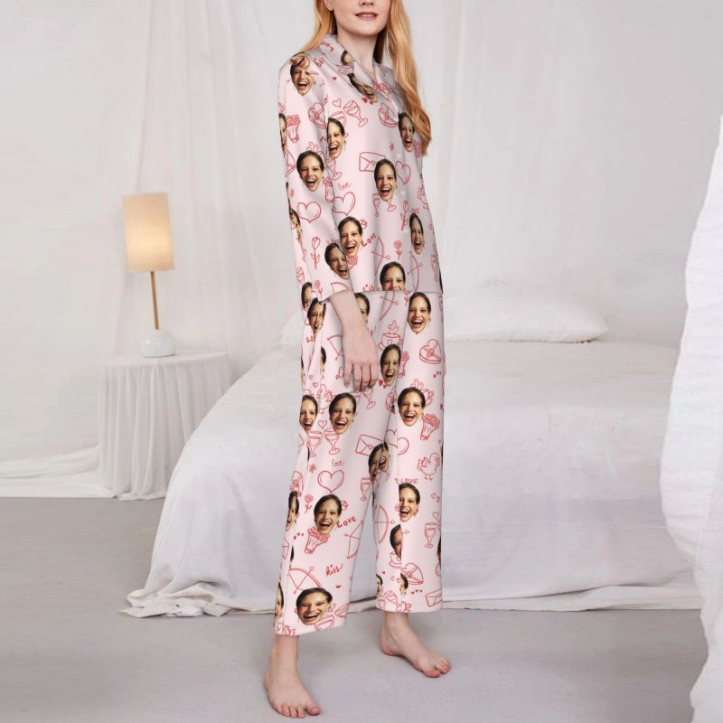 Personalized Pajamas Custom Photo Simple Cute Little Pattern Design Adorable Gift for Her