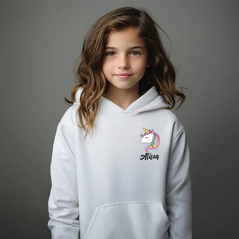 Personalized Kids Hoodie With Custom Name And Unicorn Pattern Children's Gifts