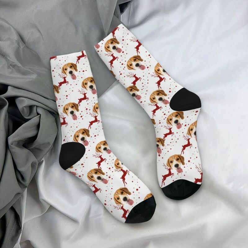 Custom Face Socks with Elk Pattern Add Pet Photo Christmas Gift for Pet Owners