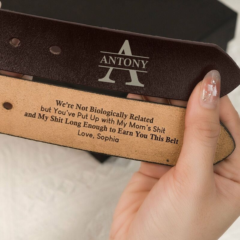 Personalized Engraved Leather Belt Unique Father’s Day Gift for Stepped up Dad