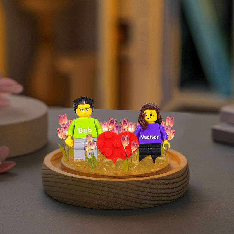 Personalized Minifigure Tulip Lamp Beautiful Gift for Your Love