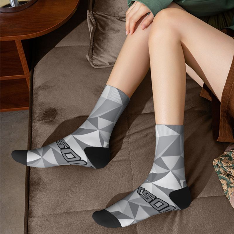Customized Name Socks Grey Geometric Pattern Suitable Gift for Men