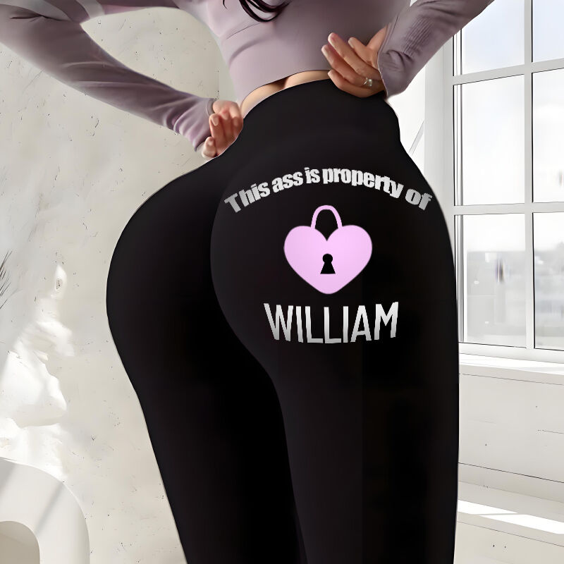 Personalized Leggings This Is Property of Him Heart Lock Design Creative Couple Gift for Her