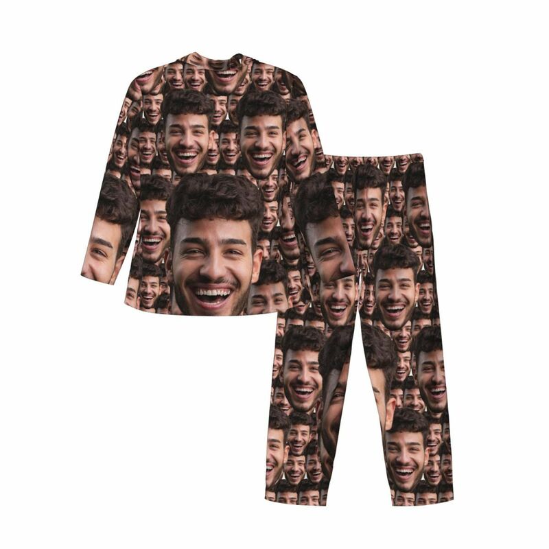 Personalized Pajamas Custom Head Photo Full Set Arrangement Design Funny Unique Gift for Loved One