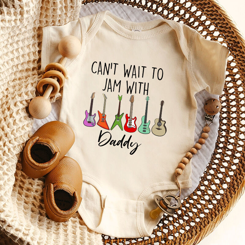 Personalized Baby Onesie Can't Wait To Jam With Daddy Cool Guitars Attractive Baby Shower Gift