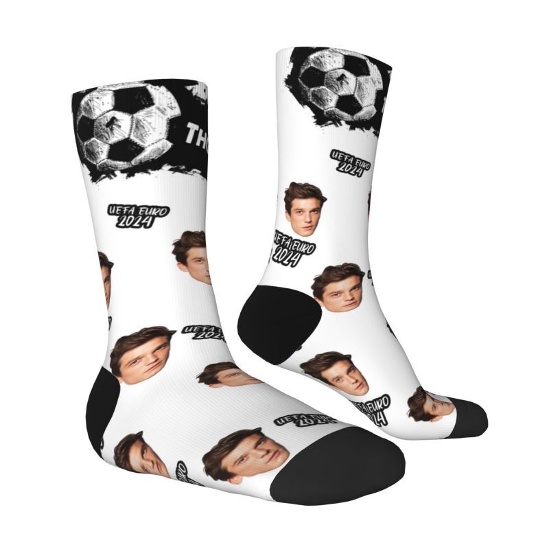 Custom Face Socks with Football Pattern Can Add Photos for Friends