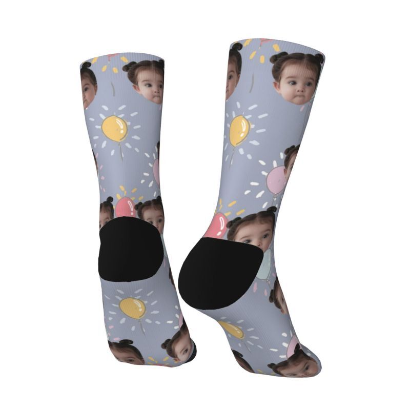 Customized Face Socks 3D Printed with Photos of Kids Gift for Mom