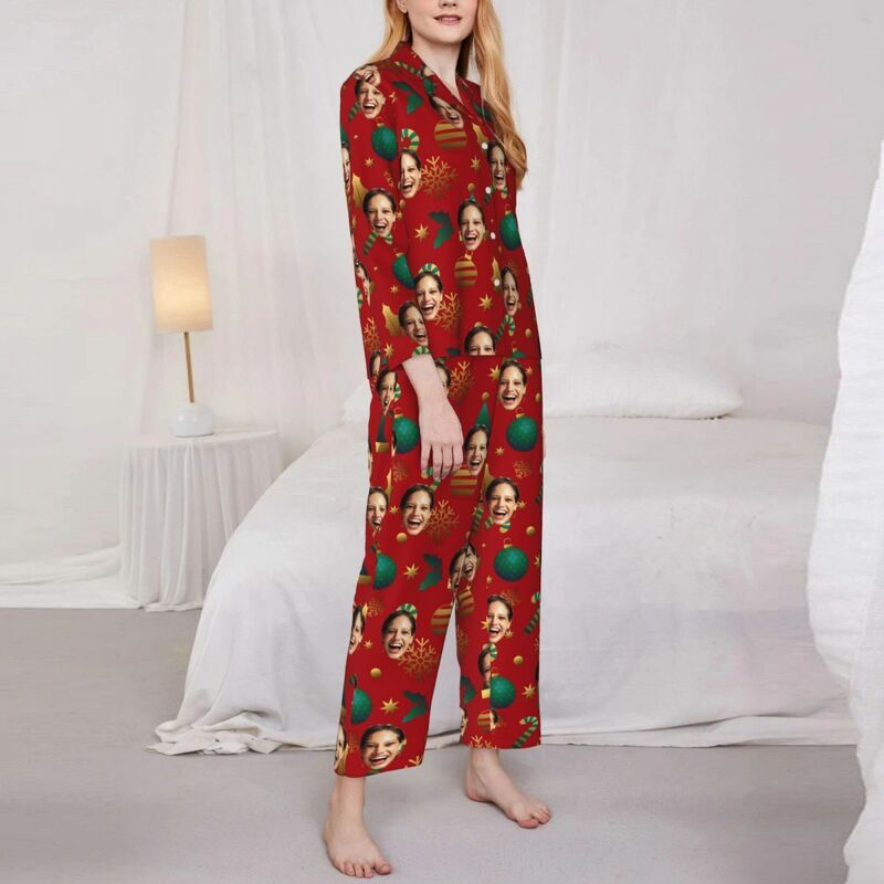 Personalized Pajamas Custom Photo Christmas Decoration Classic Match Color Perfect Gift for Family
