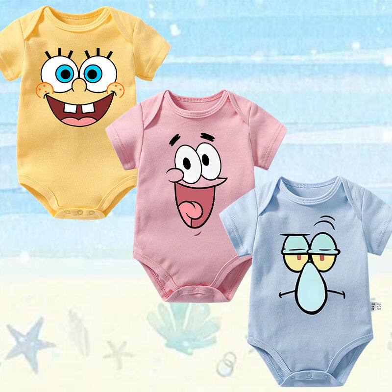 Personalized Baby Onesie SpongeBob SquarePants Cute Character Design Creative Baby Shower New Mom Gift