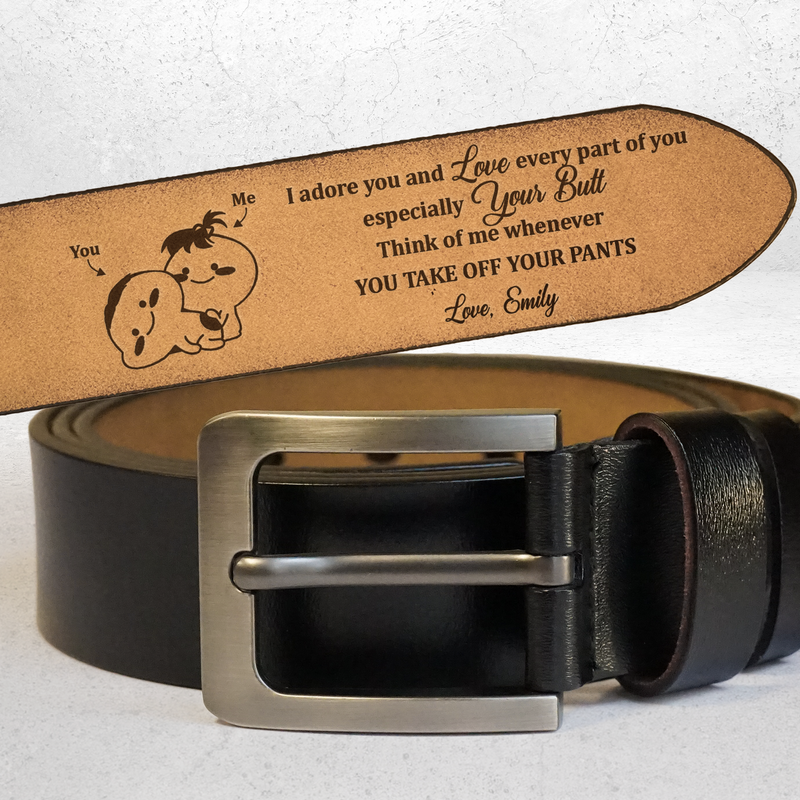 Custom Leather Belt Genuine Leather Engraved Belt Sweet Anniversary Gift for Husband